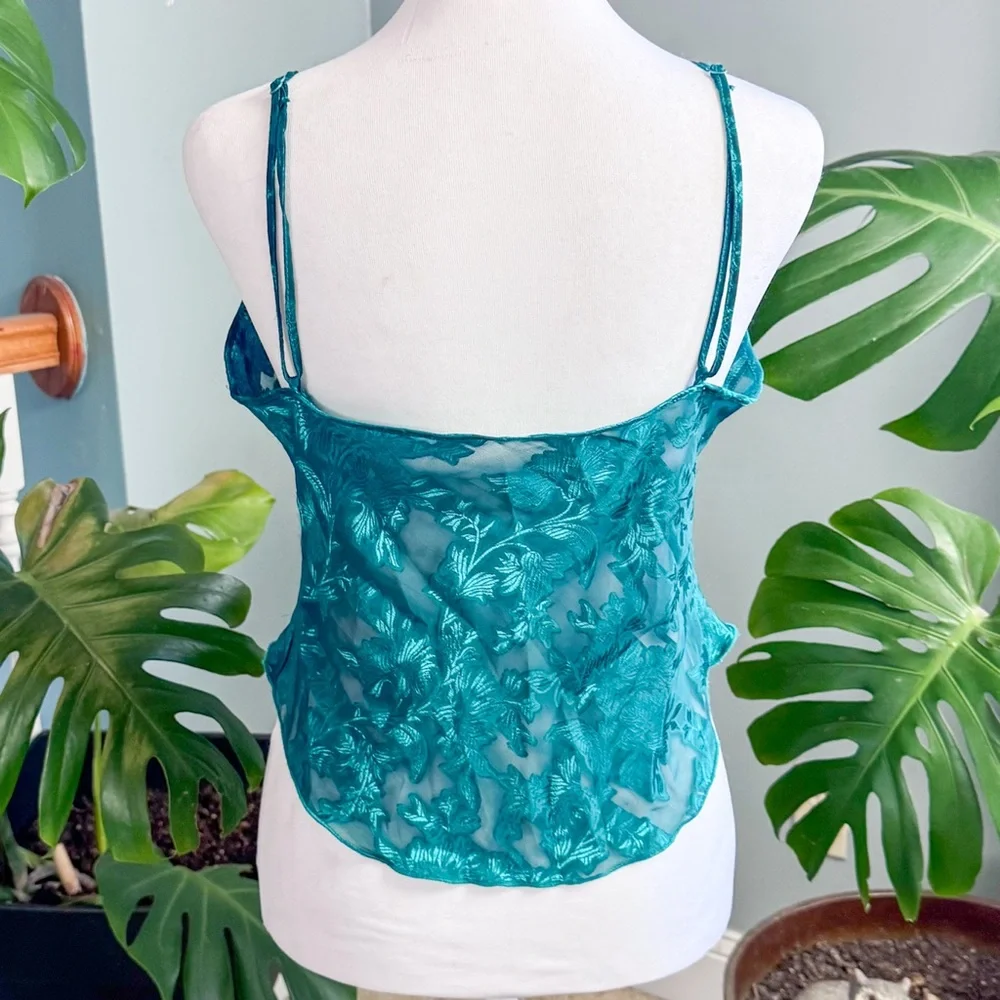 Elegant Teal Floral Lace Women's Top